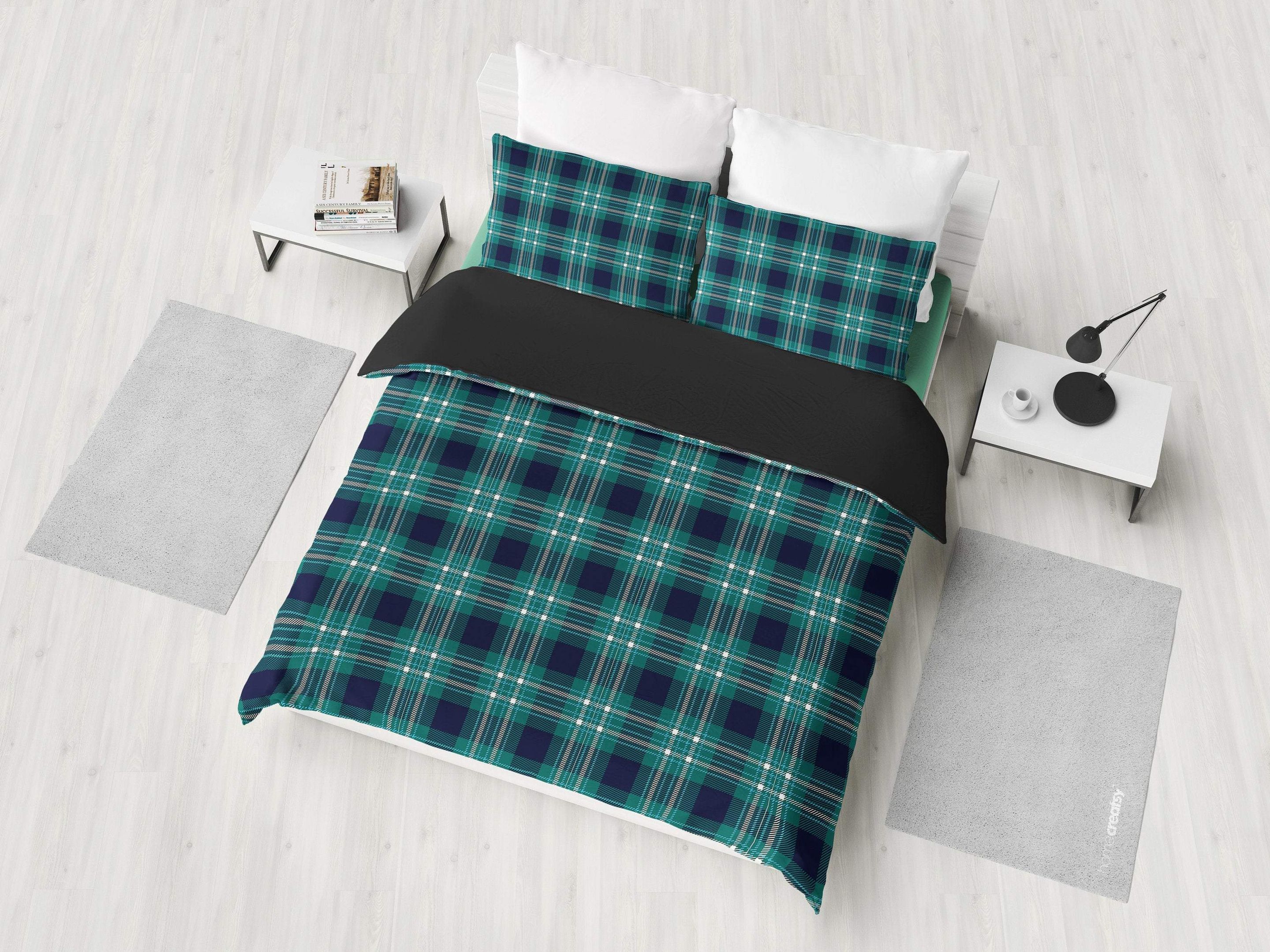 Green Plaid 3d Printed Bedding Set