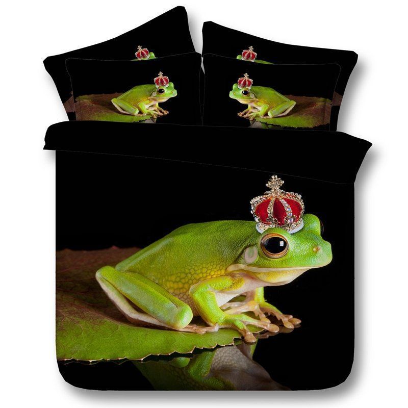 Green Red And Black Frog Bedding Set