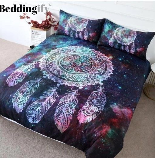Green Red Nebula Dreamcatcher Bedding Set