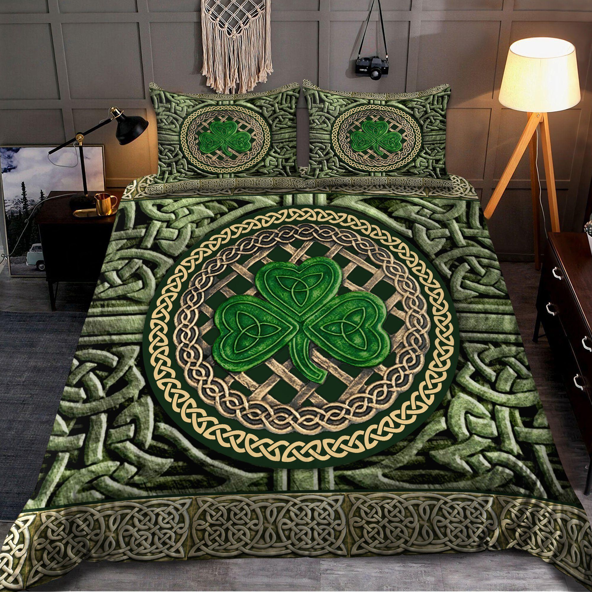Green Shamrock Celtic Knot St Patrick’s Day Bedding Set