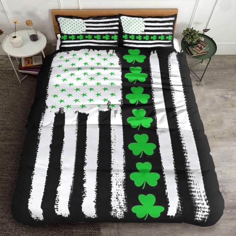 Green Shamrock Line St Patrick’s Day Bedding Set