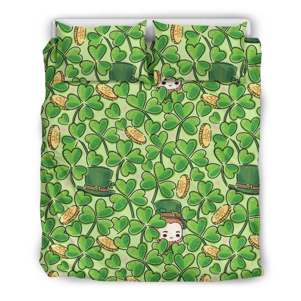 Green Shamrock With Coins Top Hat St Patrick’s Day Bedding Set
