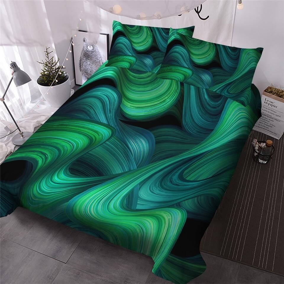 Green Turquoise Swirl Bedding Set
