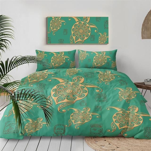 Green Turtles Pattern Bedding Set