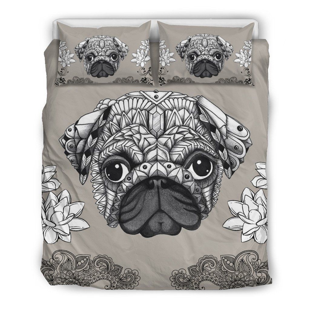 Grey Art Pug 3D Bedding Set
