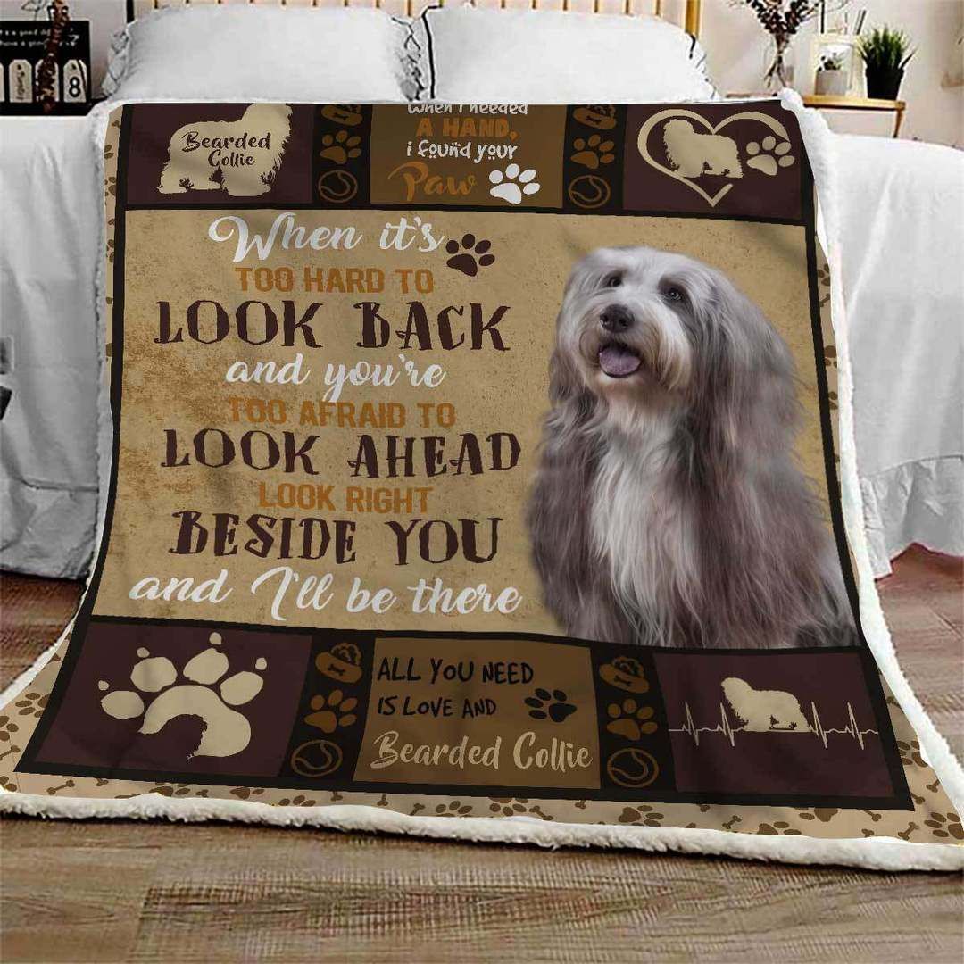 Grey Bearded Collie Sherpa Fleece Blanket
