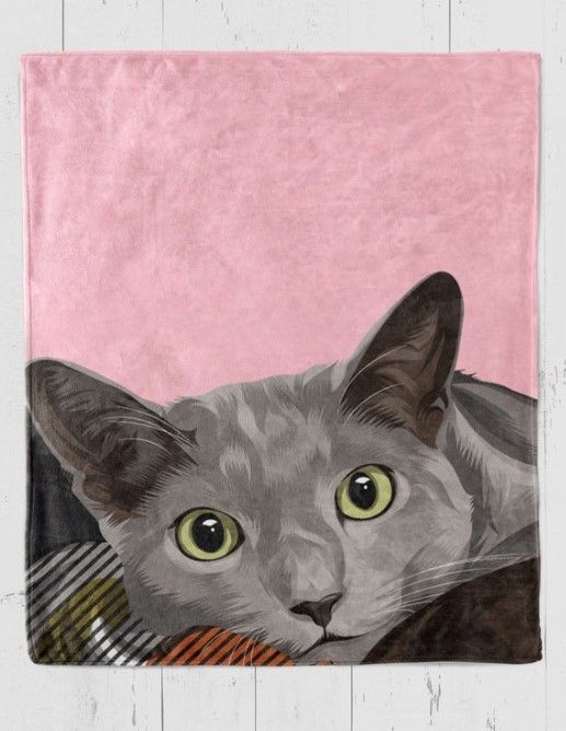 Grey Cat Sherpa Fleece Blanket