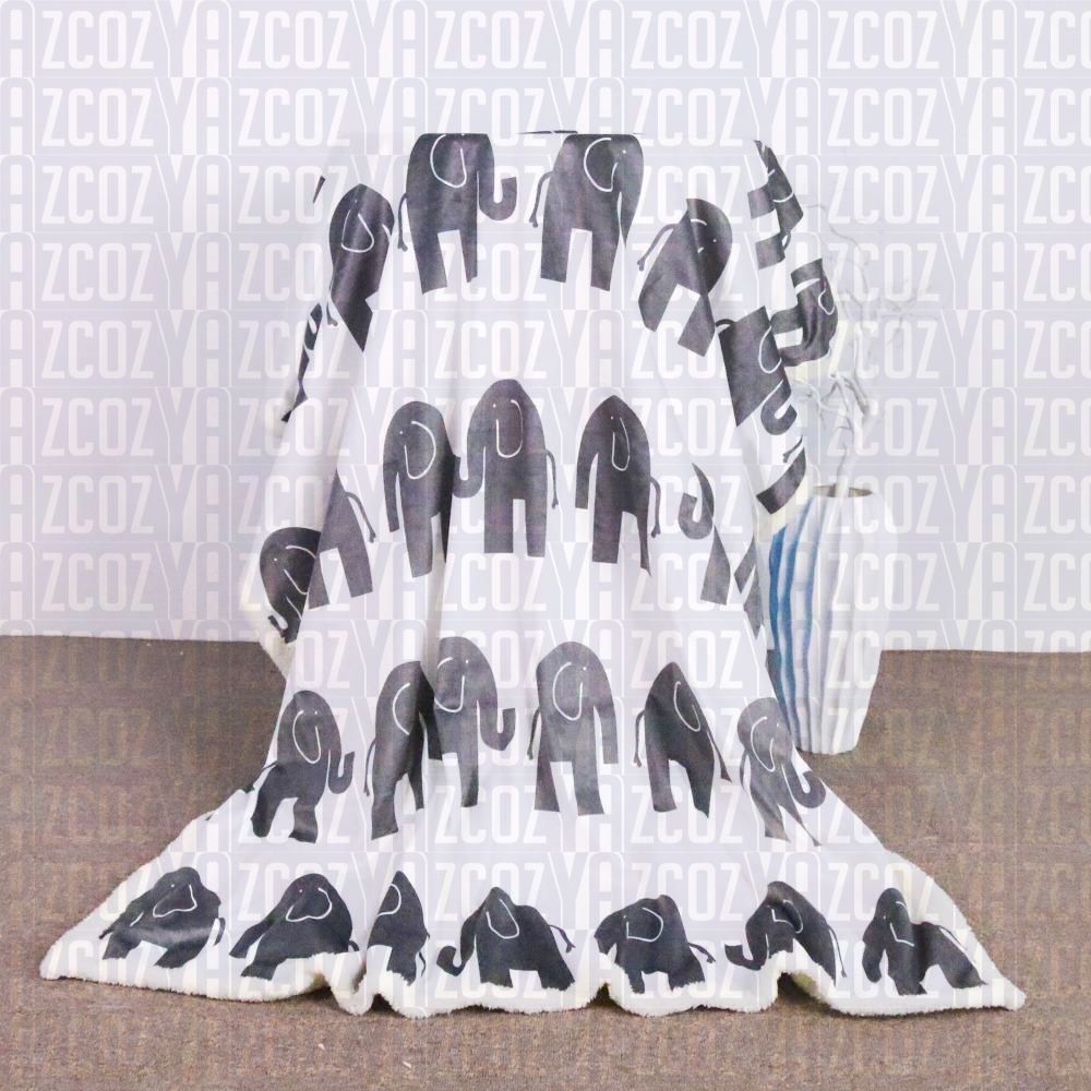 Grey Elephant Sherpa Fleece Blanket