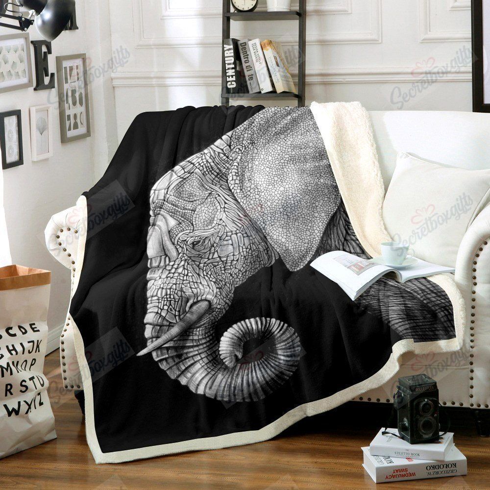 Grey Elephant Fleece Blanket