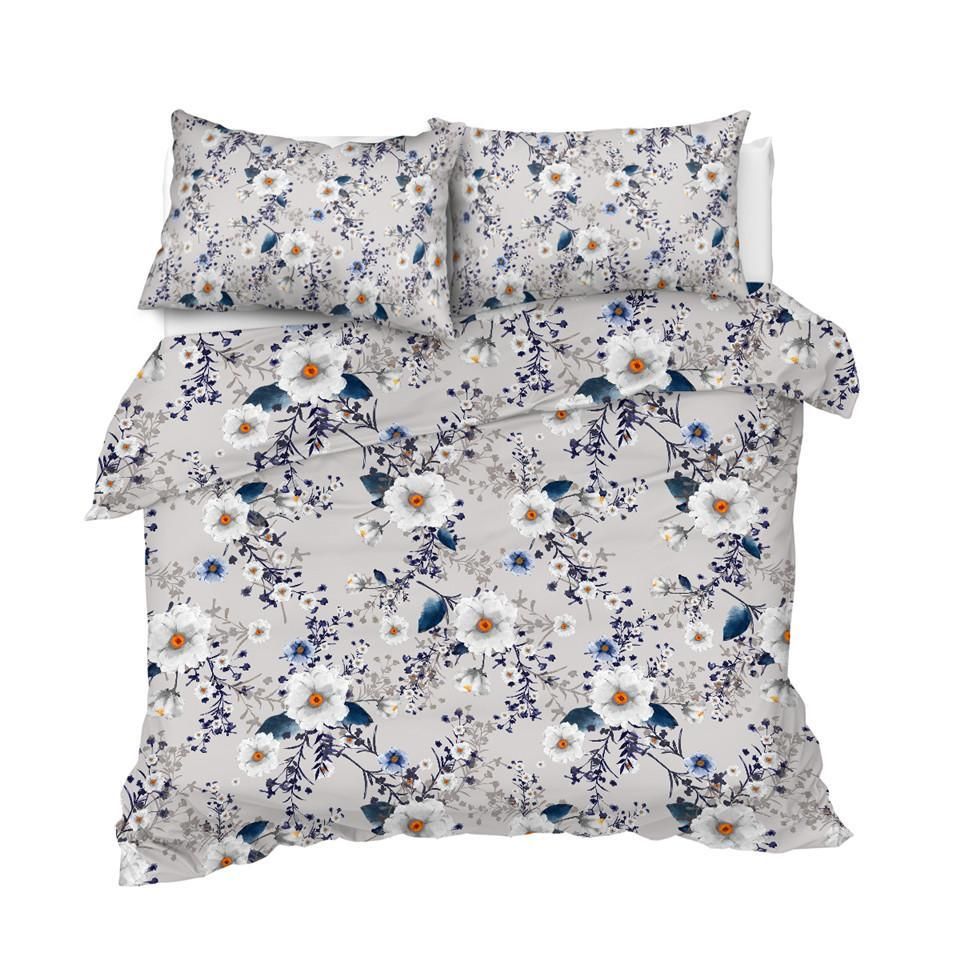 Grey Floral Bedding Set
