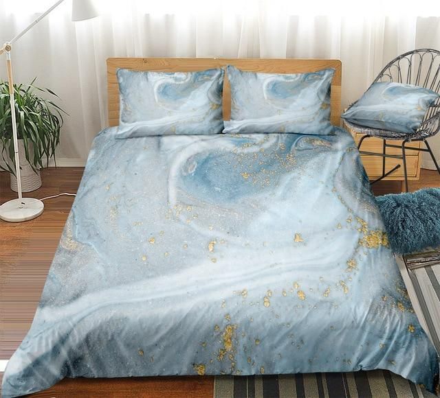 Grey Liquid Marble Bedding Set