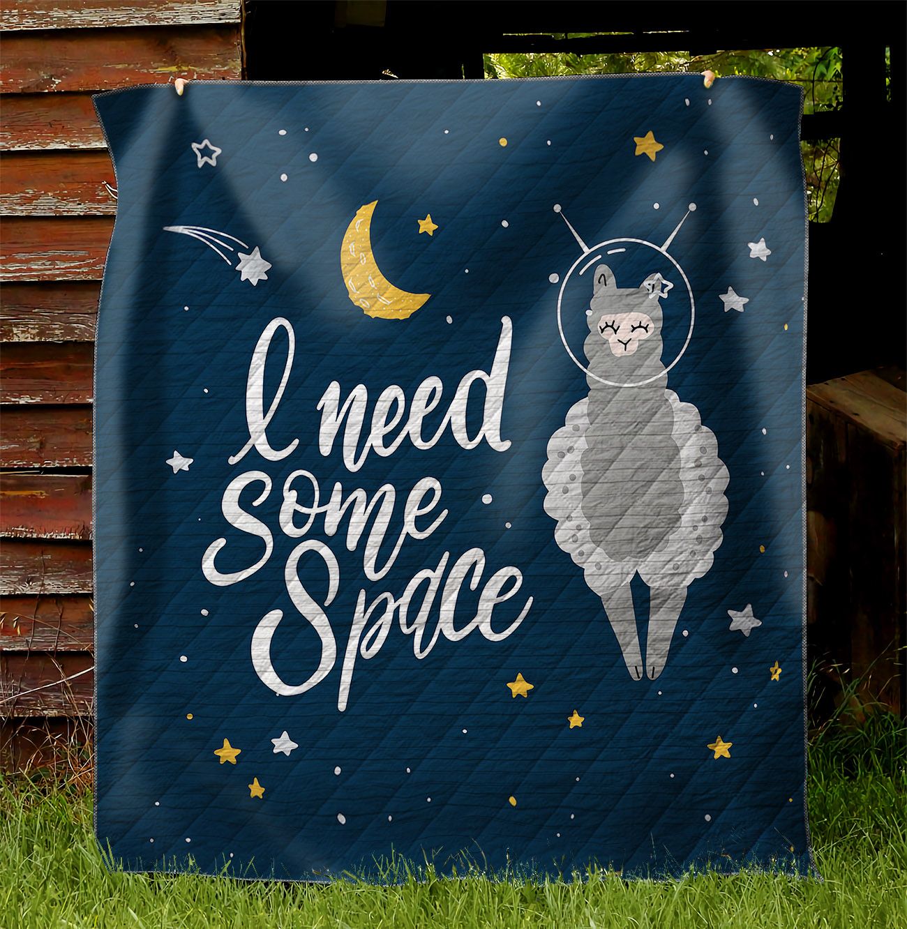 Grey Llama I Need Some Space NI1210075DT Quilt Blanket