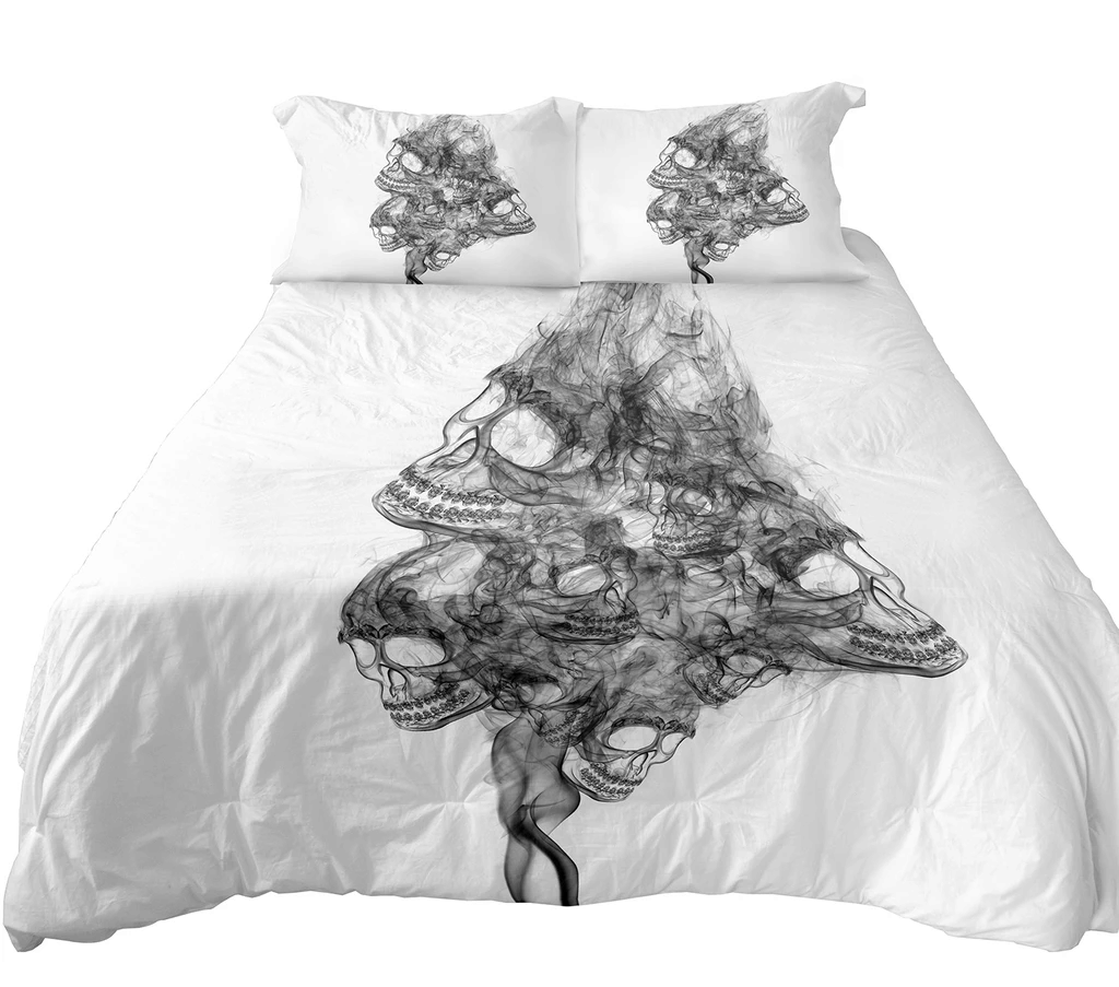 Grey Smokey Skull Bedding Set