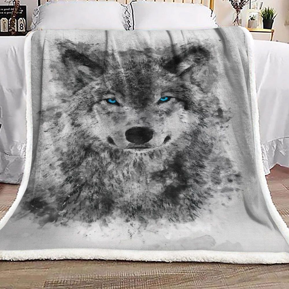 Grey Wolf Sherpa Fleece Blanket