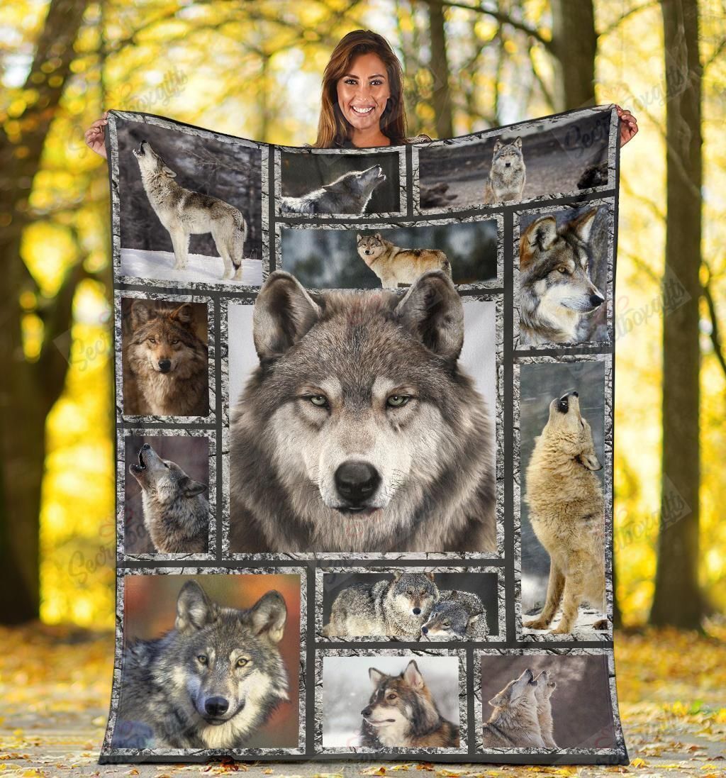 Grey Wolf Fleece Blanket