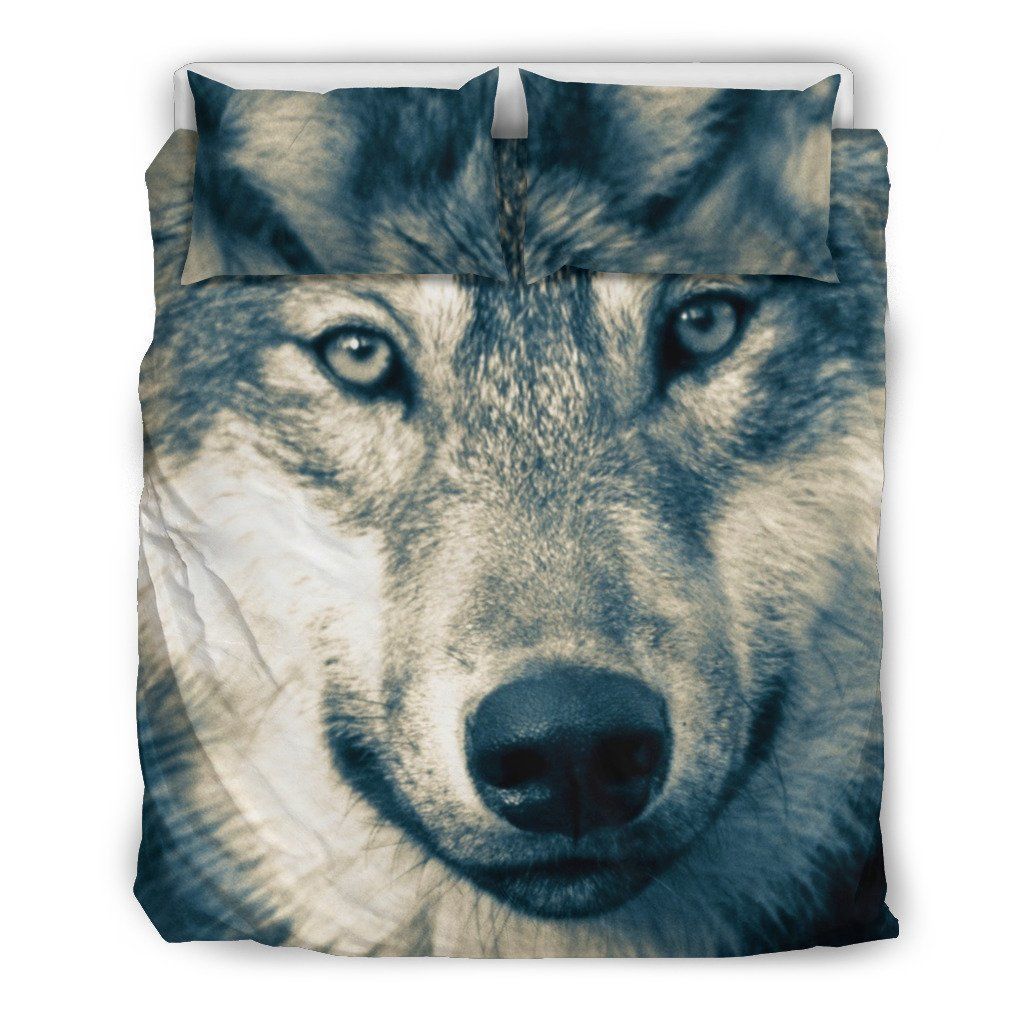 Grey Wolf Head Bedding Set