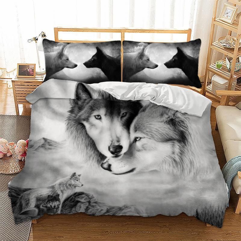 Grey Wolves Native American Bedding Set