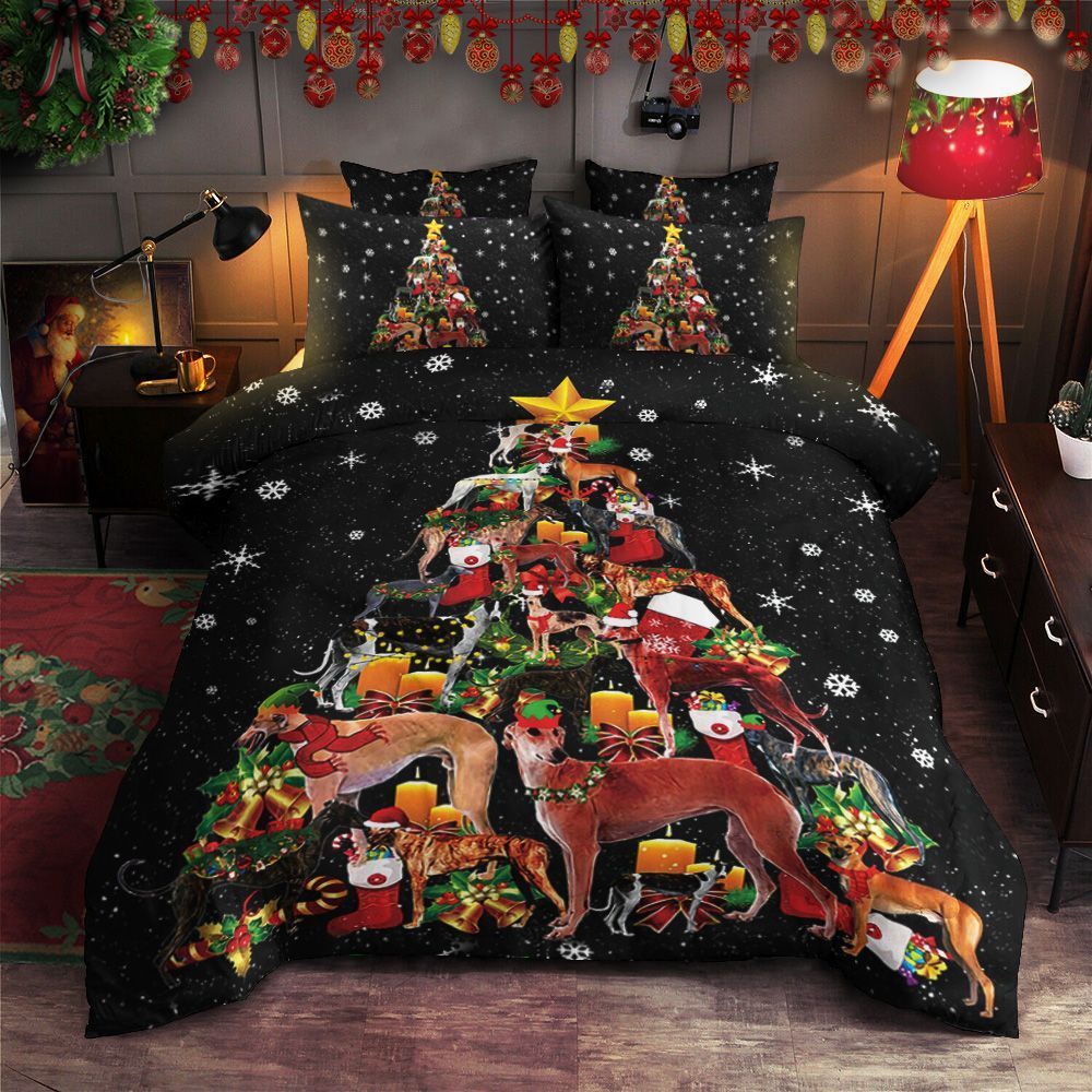 Greyhound Christmas Tree Bedding Set