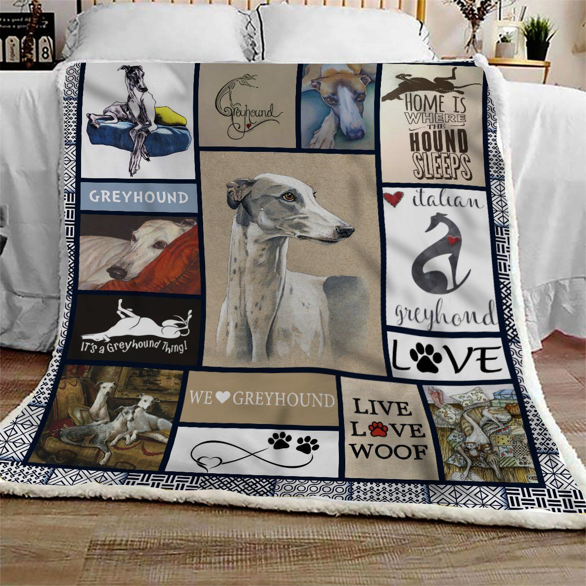Greyhound Sherpa Fleece Blanket