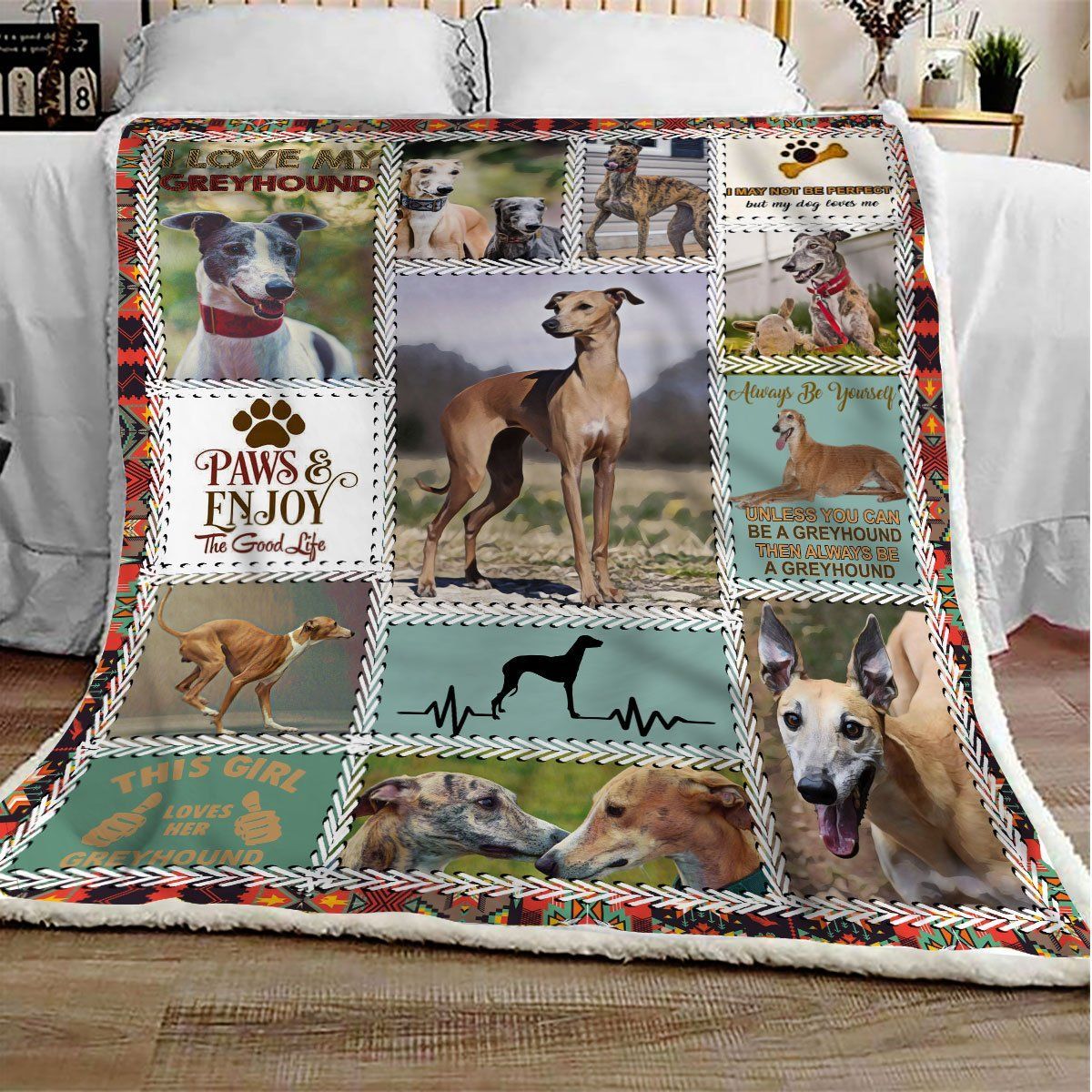 Greyhound Sherpa Fleece Blanket