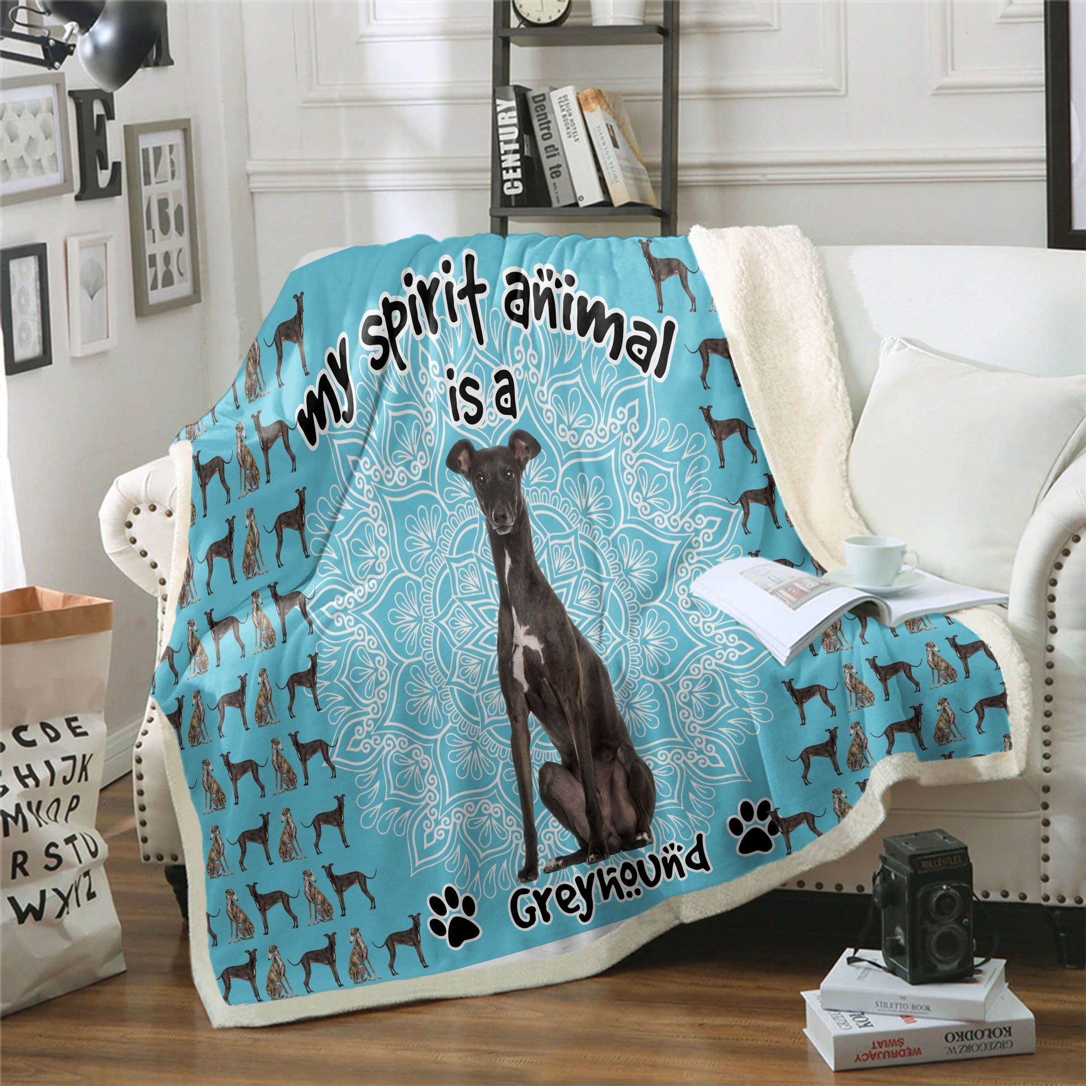 Greyhound Is My Spirit Animal Sherpa Fleece Blanket