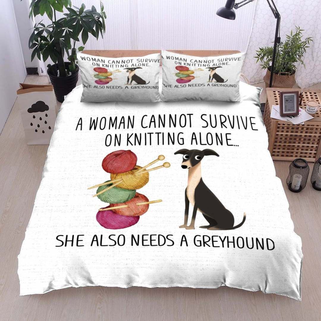 Greyhound Knitting Bedding Set