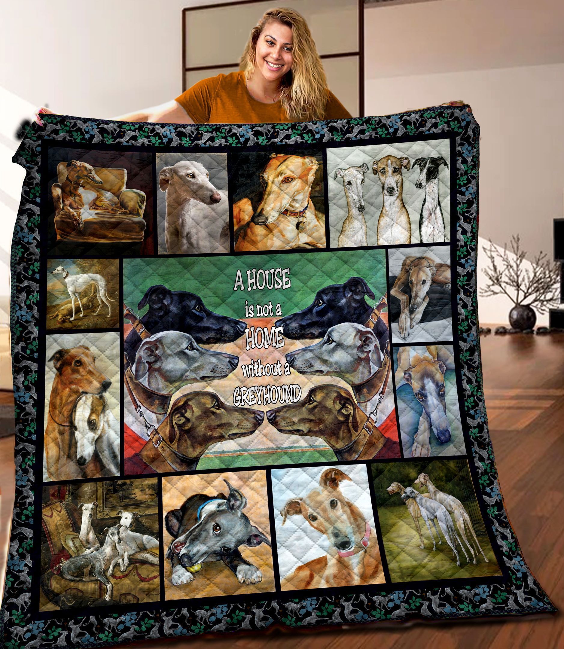 Greyhound Quilt Blanket C9B270304HD