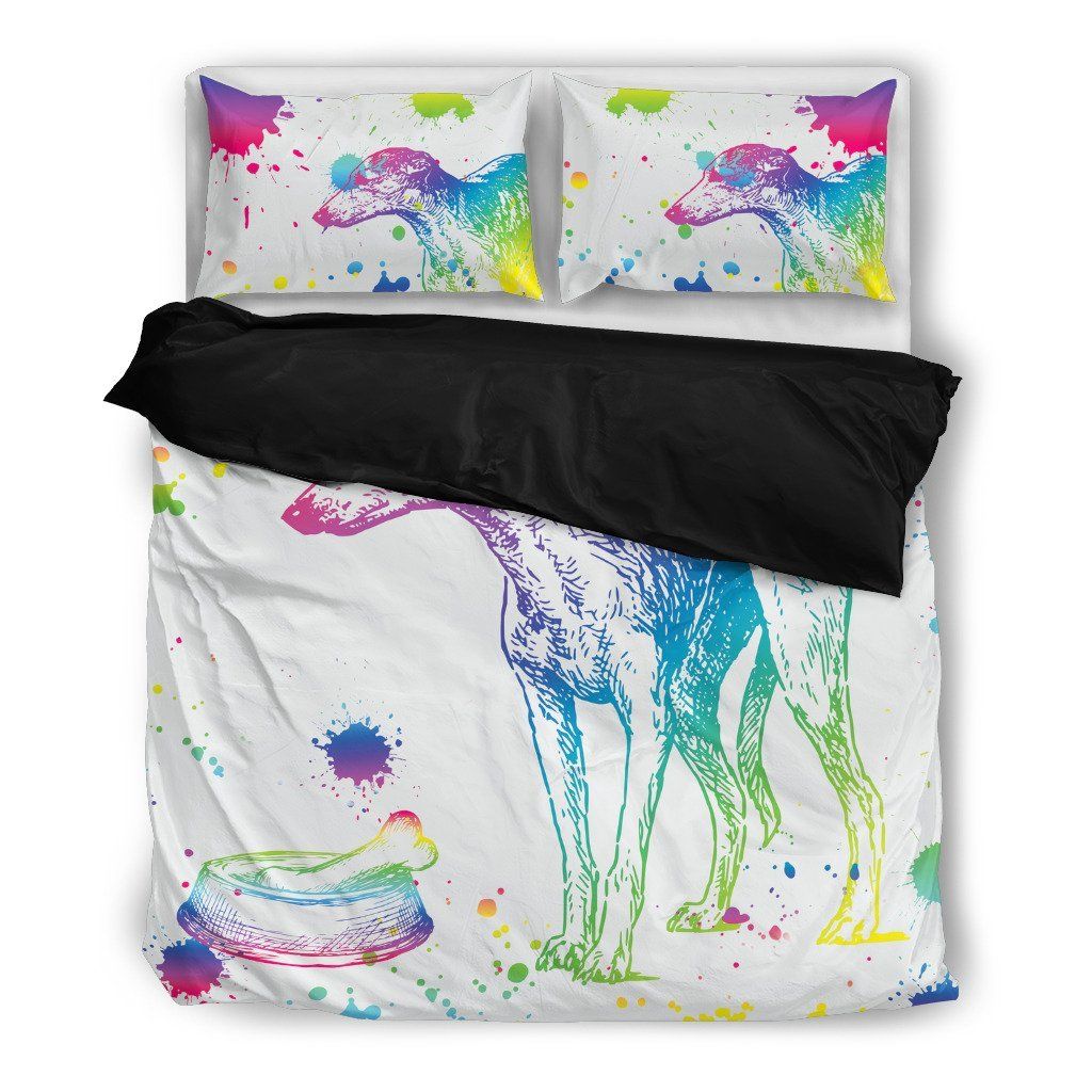 Greyhound Watercolor White Background Bedding Set