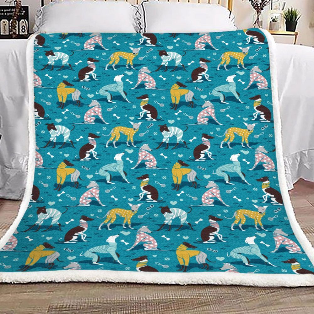 Greyhounds Dog Walk Sherpa Fleece Blanket
