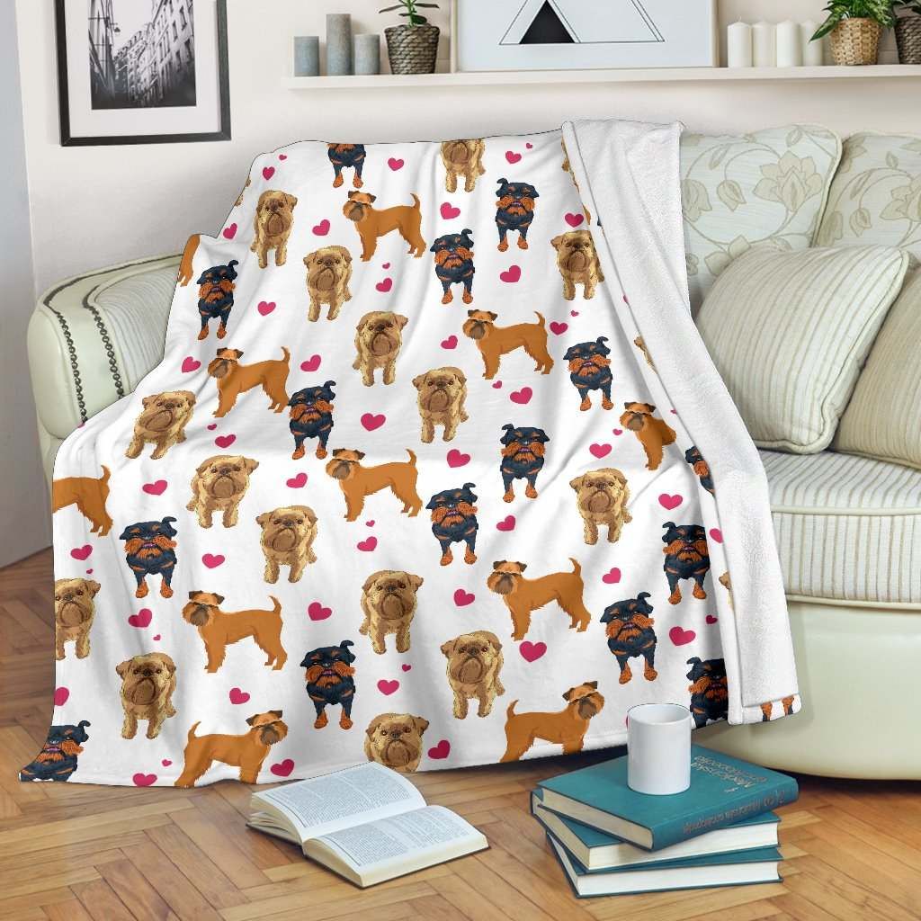 Griffon Bruxellois Heart Blanket