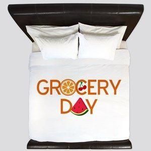 Grocery Day In White Bedding Set