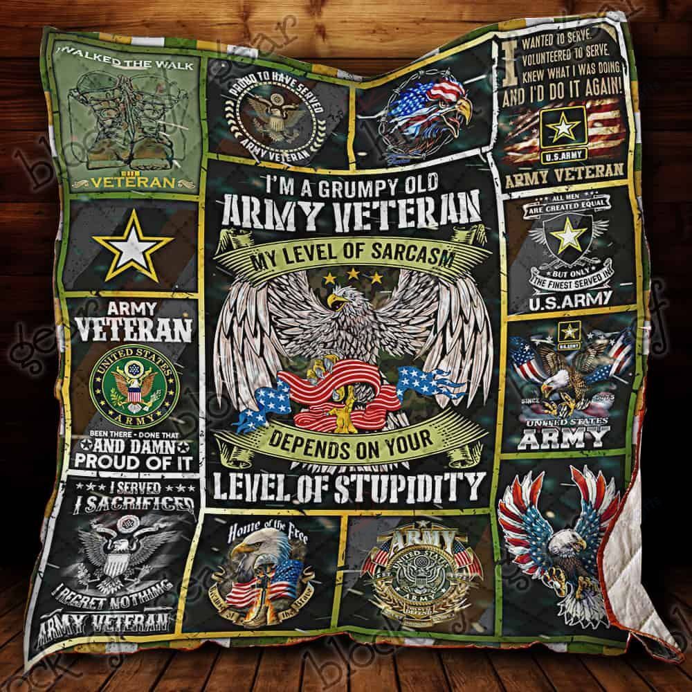 Grumpy Old Army Veteran GS-CL-NT3010 Quilt Blanket