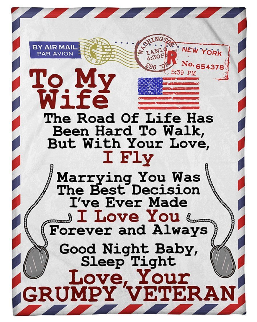 Grumpy Veteran To My Wife I Love You Forever Fleece Blanket Fleece Blanket