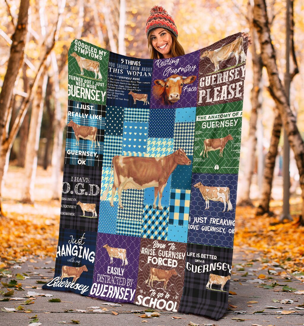 Guernsey Cow Sherpa Fleece Blanket