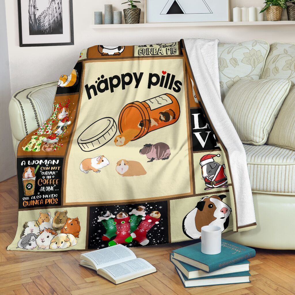 Guinea Pig Happy Pills Sherpa Fleece Blanket