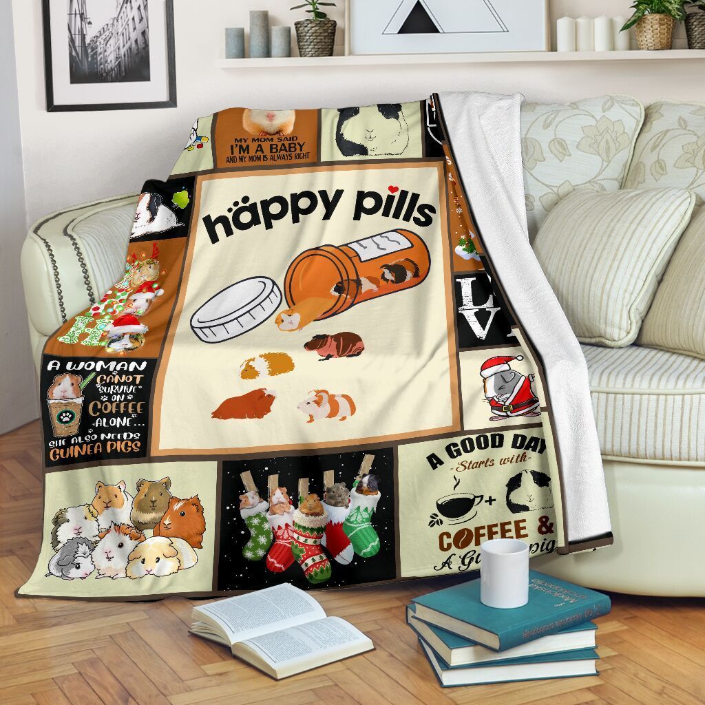 Guinea Pig Happy Pills Fleece Blanket Fleece Blanket