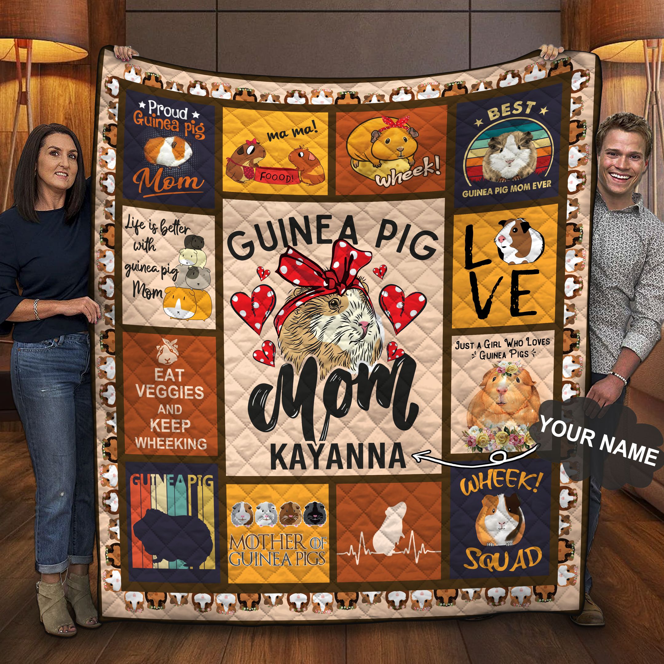 Guinea Pig Mom Personalized Quilt Blanket AAA120601TA