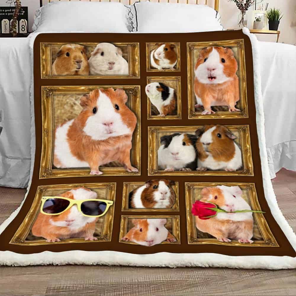 Guinea Pig Roses Sherpa Fleece Blanket