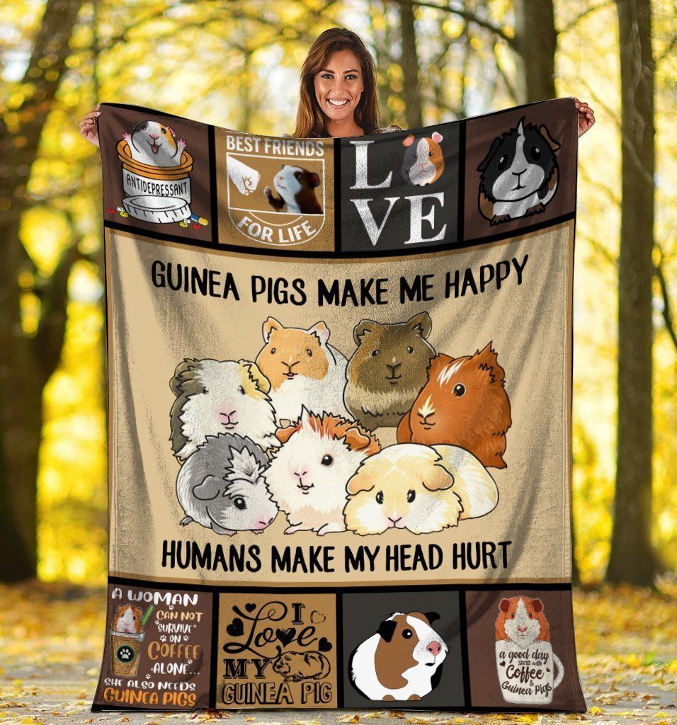 Guinea Pigs Make Me Happy Cavy Lover Soft Fleece Blanket