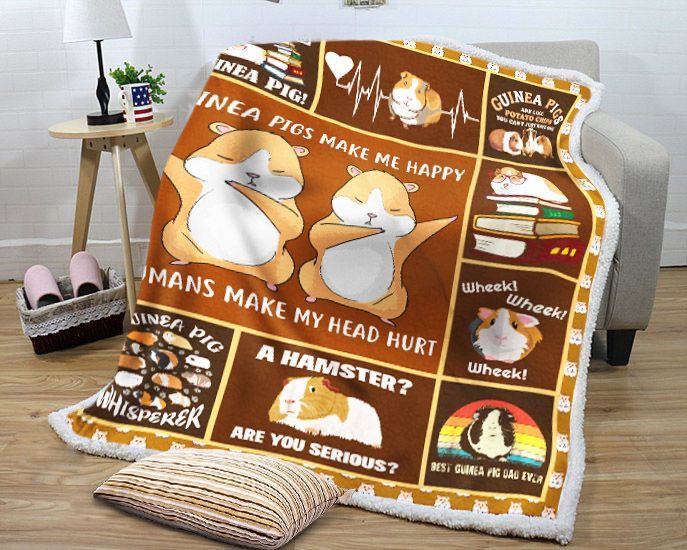 Guinea Pigs Make Me Happy Humans Make My Head Hurt Sherpa Fleece Blanket