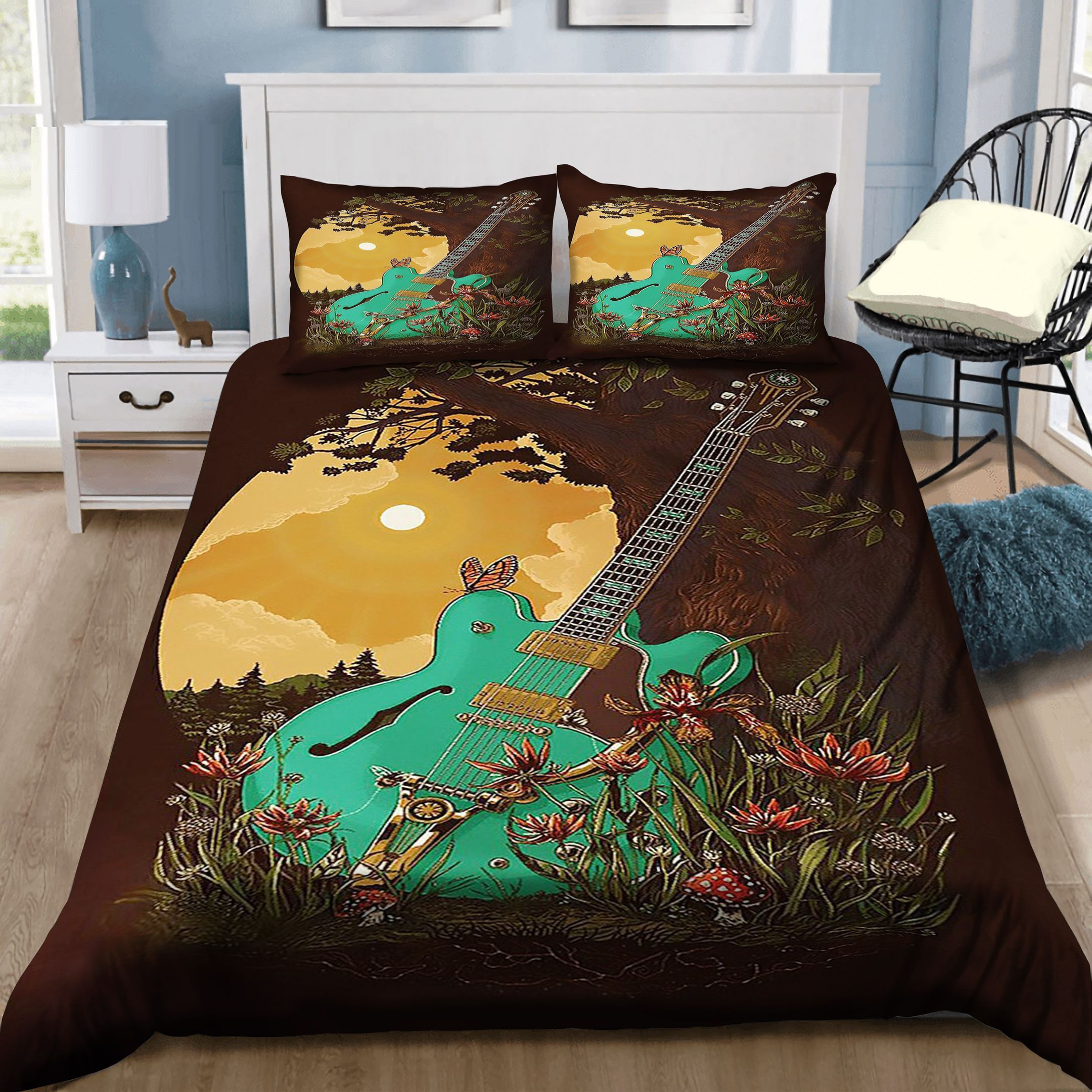 Guitar 6 Strings Under Sunset Bedding Set