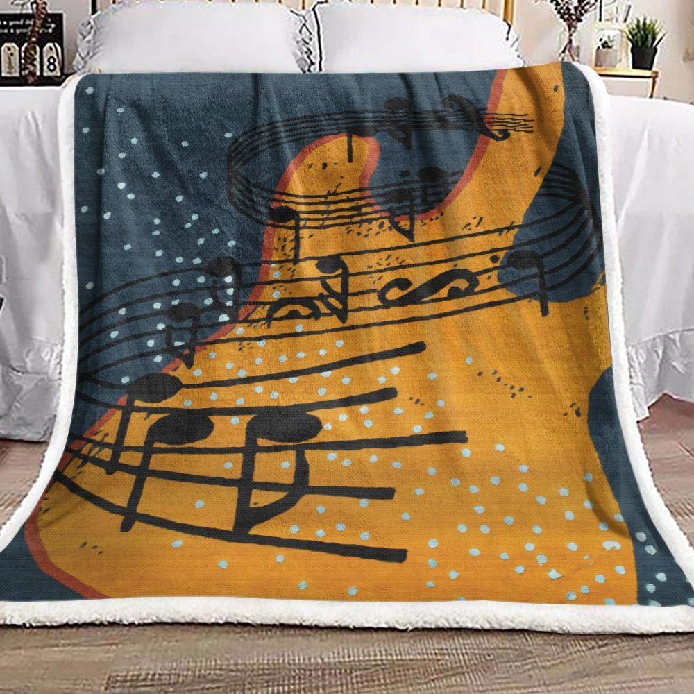 Guitar And Music Note Sherpa Fleece Blanket