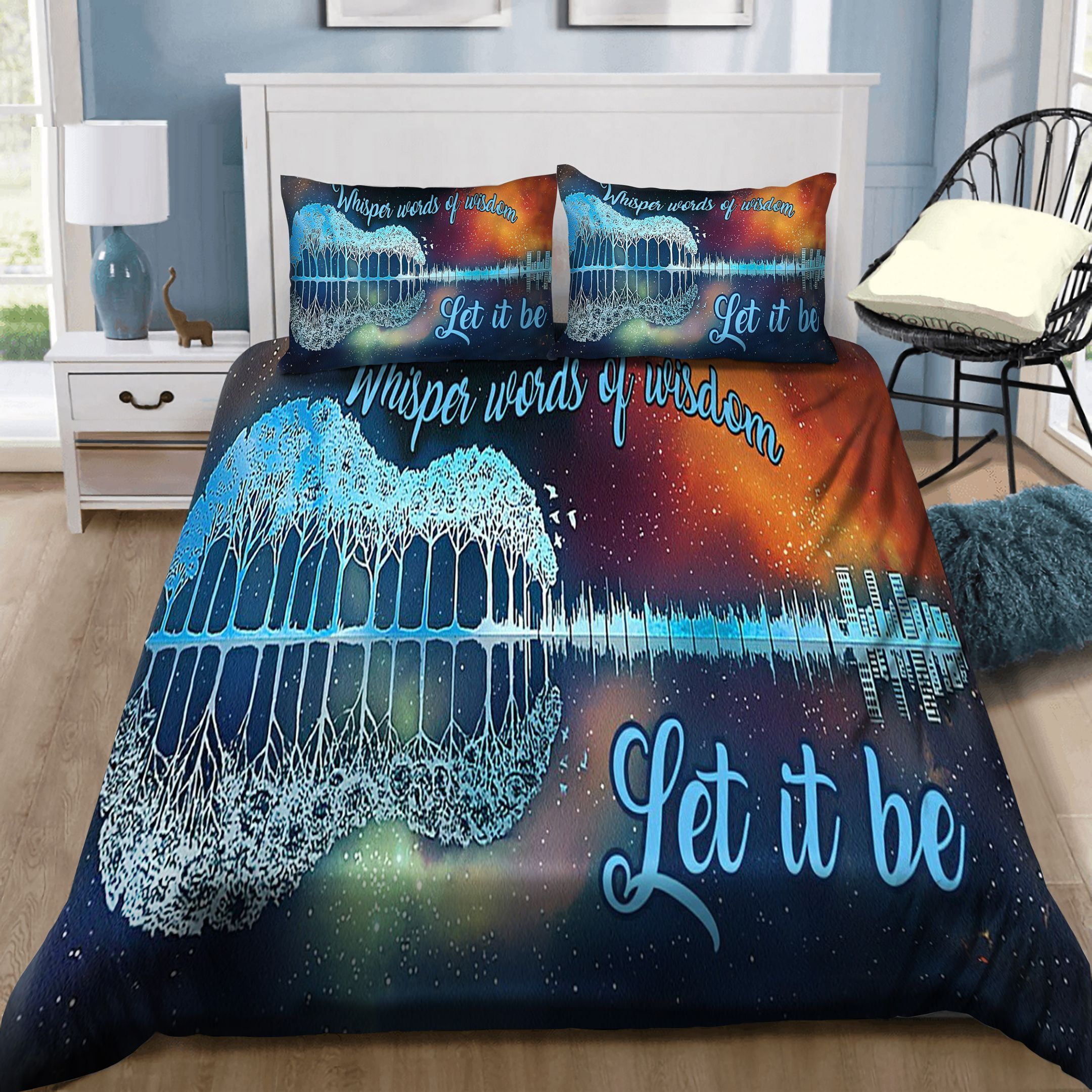 Guitar Art Abstract Let It Be Bedding Set