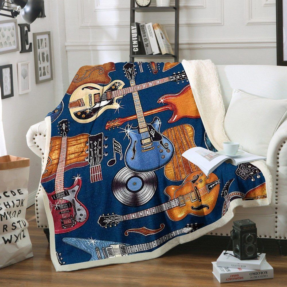 Guitar Sherpa Fleece Blanket