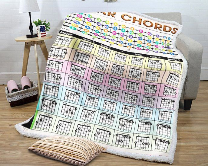 Guitar Chords Sherpa Fleece Blanket
