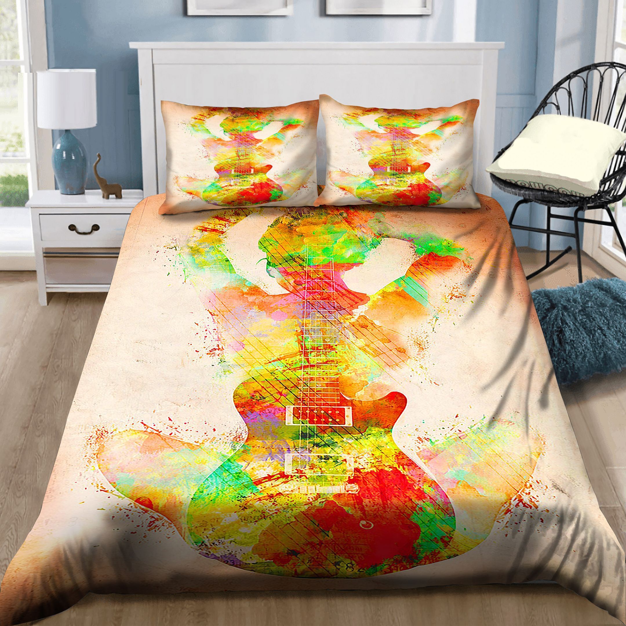 Guitar Girl Bedding Set
