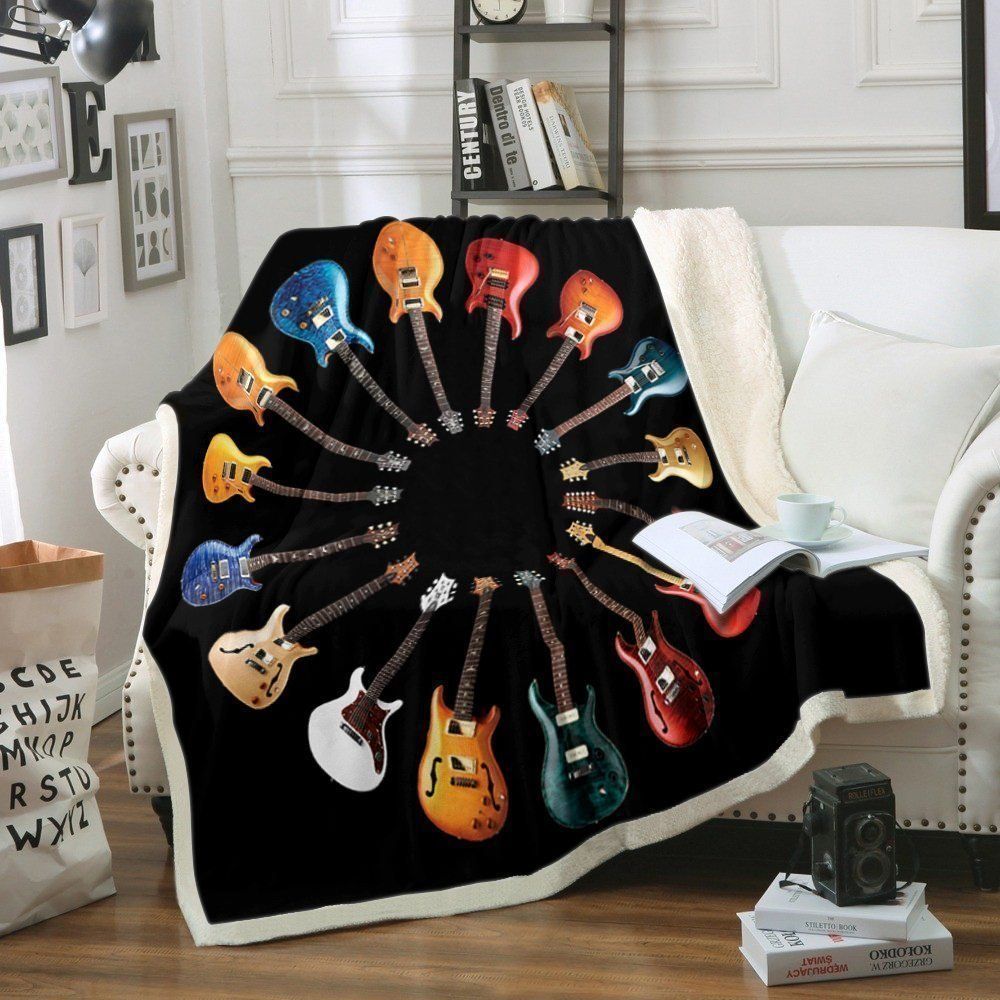 Guitar Sherpa Fleece Blanket