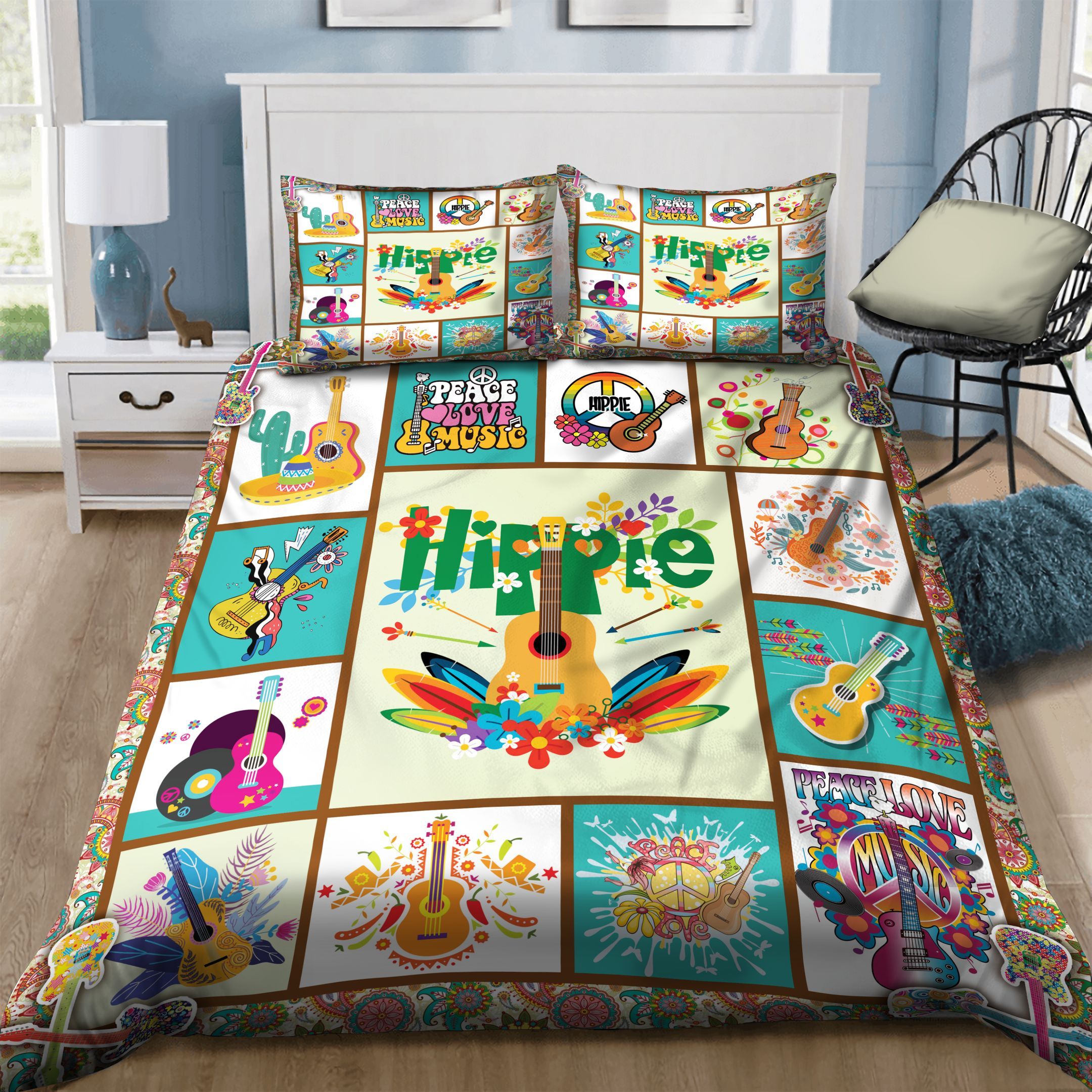Guitar Hippie Bedding Set