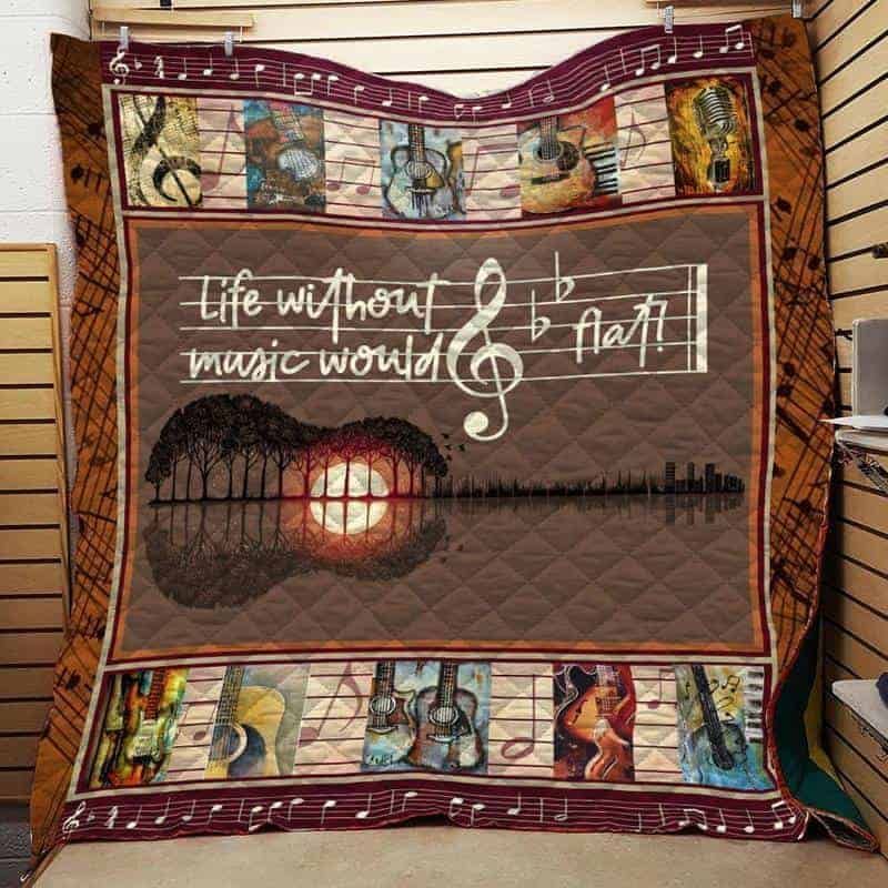 Guitar Life Without Music Would Flat GS-CL-DT0107 Quilt Blanket