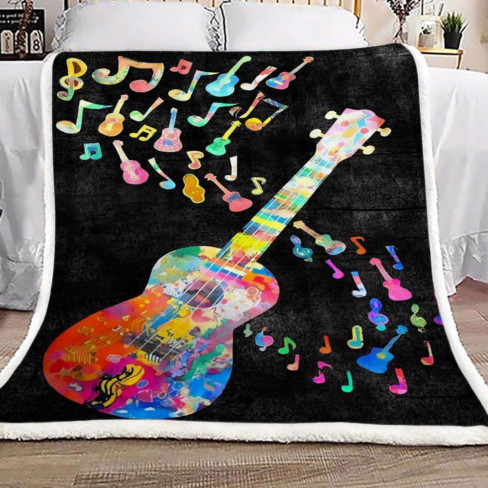 Guitar Music Colors Sherpa Fleece Blanket